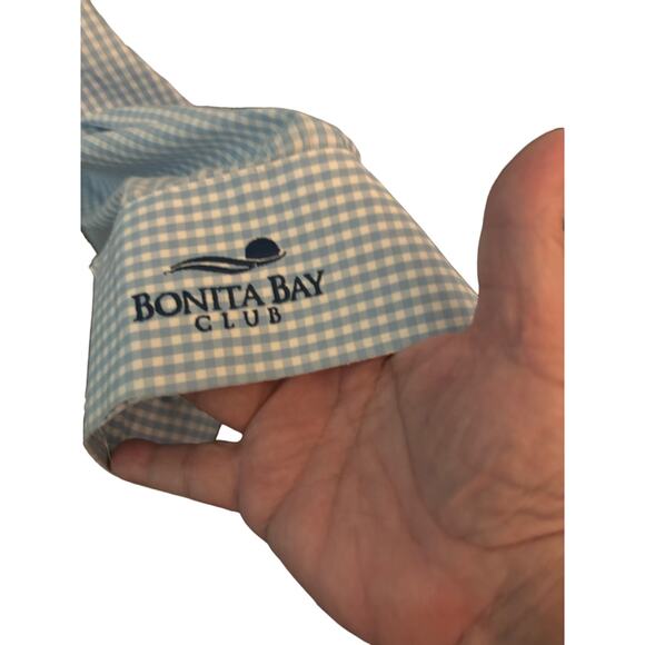 Peter Millar Silk Blend Dress Shirt, XXL, Cottage Blue, Golf Club Embroidery - Picture 6 of 7